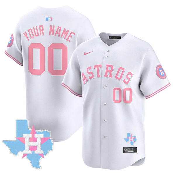 Youth Houston Astros Active Player Custom White Bubblegum Pink Limited Stitched Jersey